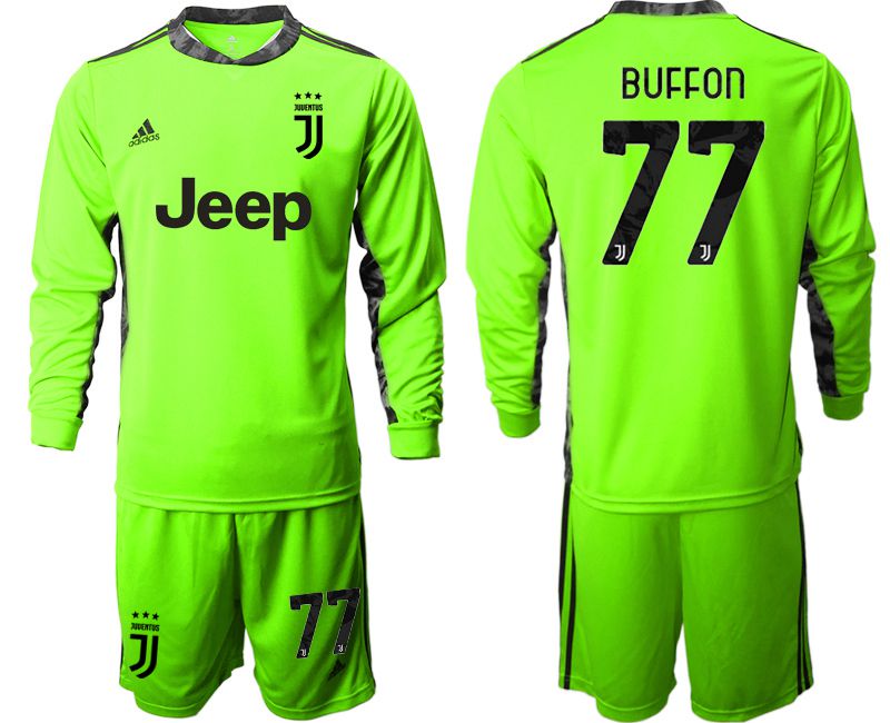 Men 2020-2021 club Juventus FC fluorescent green goalkeeper long sleeve #77 Soccer Jerseys->juventus jersey->Soccer Club Jersey